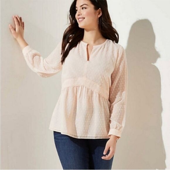 LOFT Pink Tufted Peplum Blouse - Picture 1 of 10